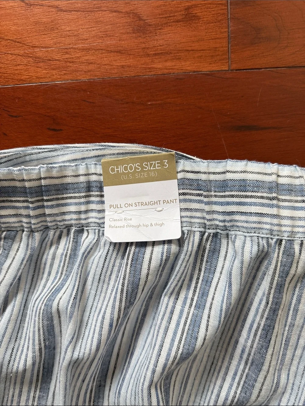 Women Light Blue & White Stripe Casual Pants